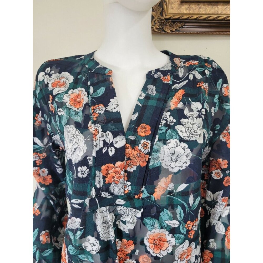 Tommy Hilfiger Women's Size S Blouse Urban Folklore Floral Top V Neck NWT 35 - Picture 2 of 12